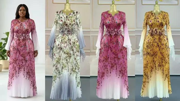 Miyake 2025 robe africaine élégante robe d'automne nouveau tempérament célébrité taille mode robe lo