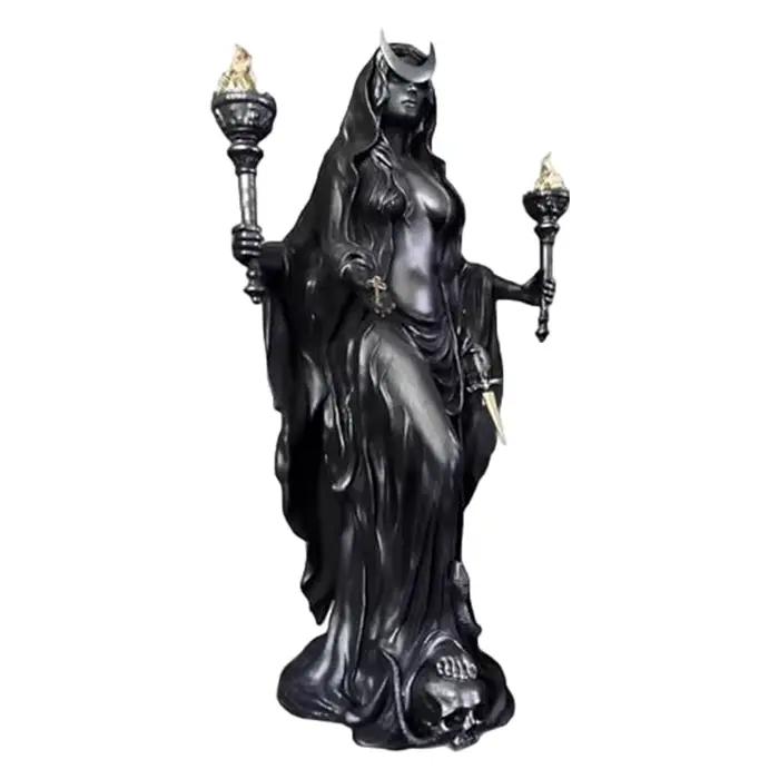 La sorcière de la nuit hécate déesse grecque avec ses chiens de Sculpture magique sous-monde lumière