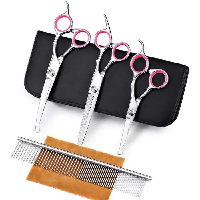 Kit de ciseaux de toilettage pour chien en acier inoxydable, 4 pièces, ciseaux pour animaux de compa