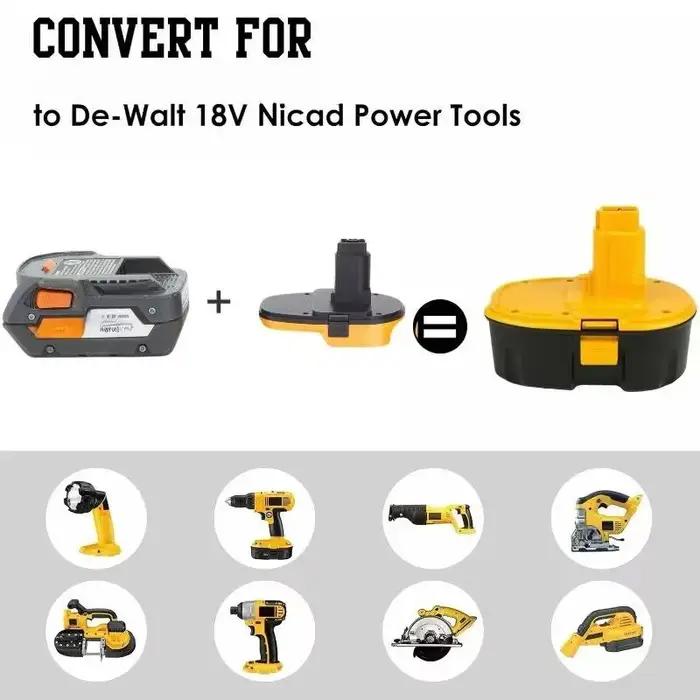 Adaptateur de batterie pour convertir les outils Ridgid AEG 18V Lithium en outils Dewalt 18V 20V (ou