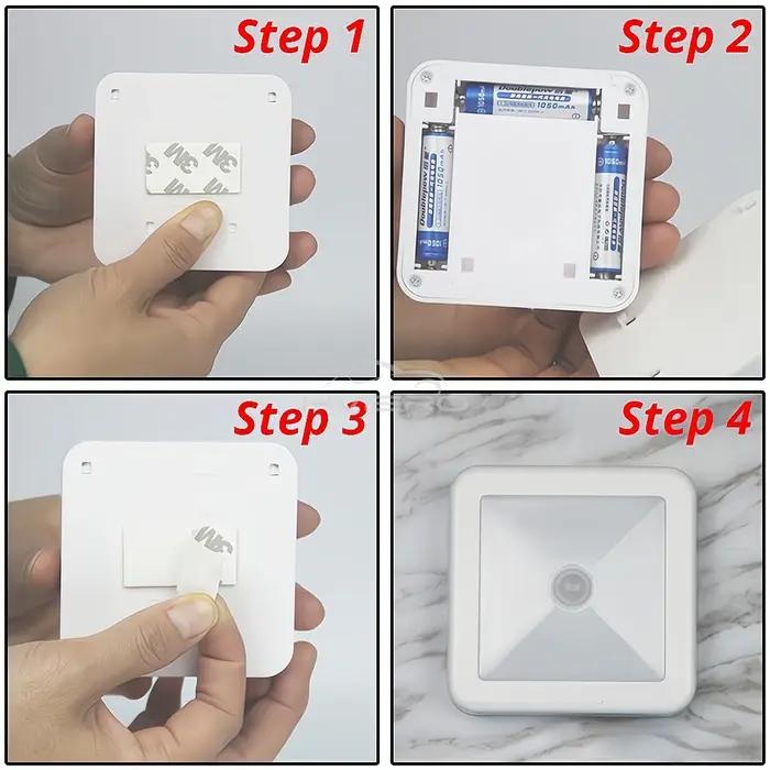 LED veilleuse capteur de mouvement intelligent batterie USB charge actionnée lampe de chevet salon c