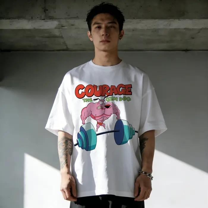 Vintage Courage le chien lâches dessin animé imprimé T-Shirt à manches courtes rétro unisexe graphique T-Shirt 90s nostalgie été haut