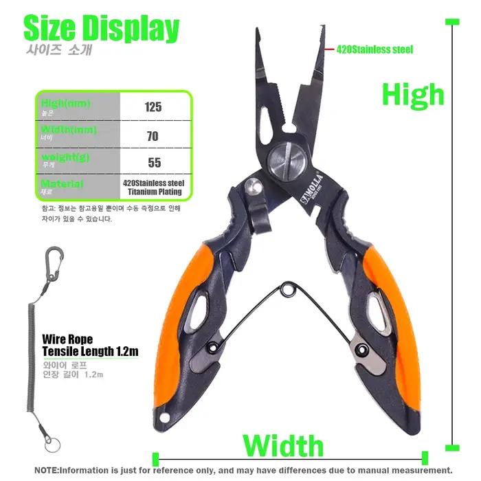 Pinces de pêche multifonctions, accessoires, corps en acier inoxydable 420, ciseaux, coupe-ligne, di