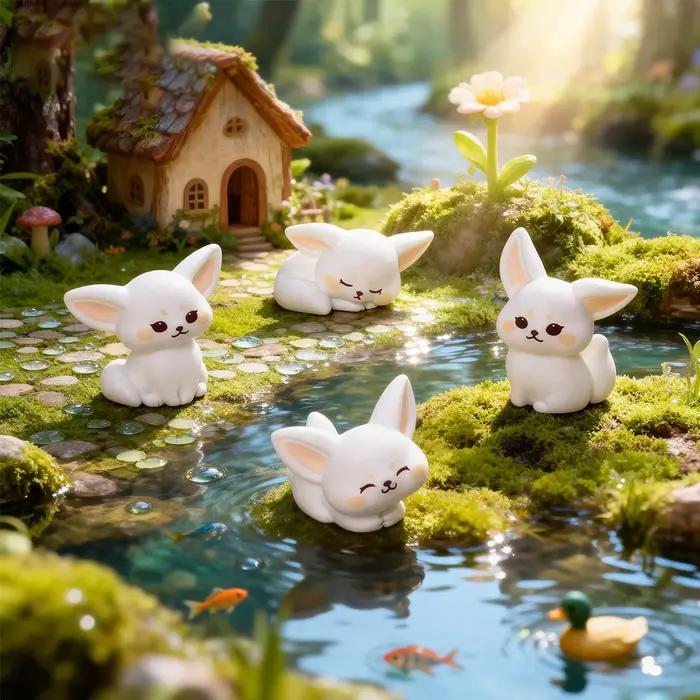 Figurine en résine miniature ornement animal de compagnie renard chien chat décoration de jardin pour occasions spéciales comme Noël Saint Valentin Anniversaire Journée des enfants