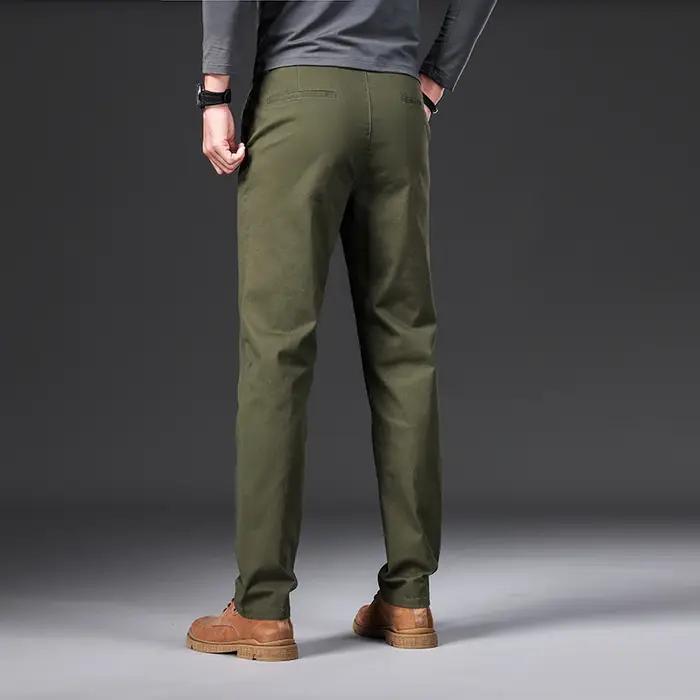 Pantalon Chino Décontracté Homme Printemps-Été 97% Coton Taille Haute Élastique Coupe Droite Business Kaki Gris