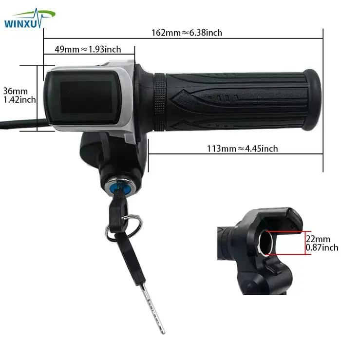 Accélérateur LCD pour vélo électrique, affichage de la vitesse, 24V 36V 48V