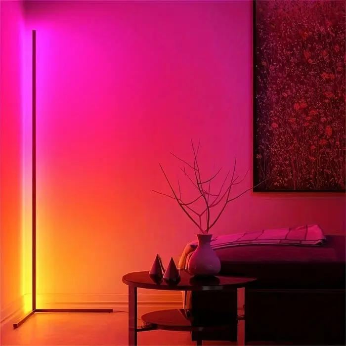 Lampadaire d'angle, lampe d'angle LED RVB de 60 pouces, lampadaire LED pour salon, chambre à coucher