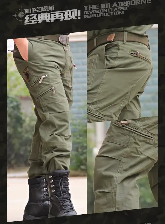 Pantalon cargo tactique homme chasse noir - Pantalon de travail coton confortable pour airsoft et tir