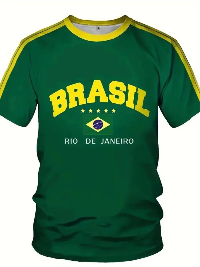 Maillot de football de l'équipe nationale du Brésil, imprimé en 3D, vêtements de sport pour la famille, t-shirt ample et confortable, adapté à un usage quotidien