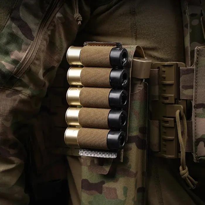 Pochette de munitions pour fusil de chasse tactique, 5 cartouches de calibre 12, support de porte-pistolet de chasse Molle suspendu, accessoires de cartouche de balle