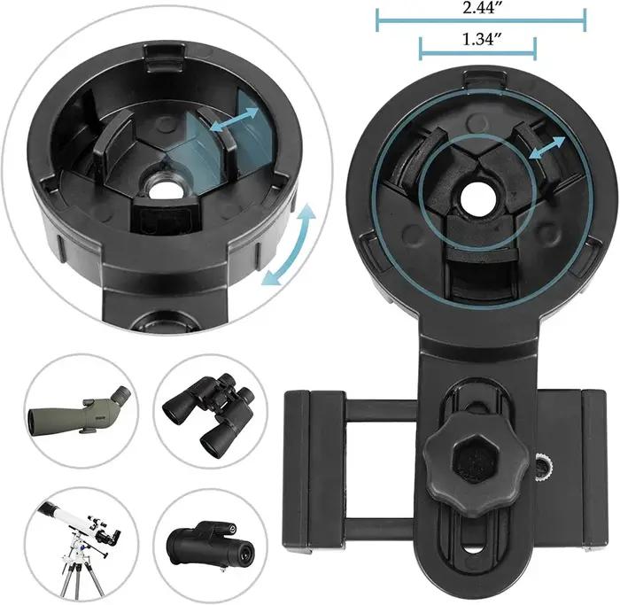 Adaptateur téléphone universel pour digiscoping compatible jumelles monoculaire montage rapide aligné photo