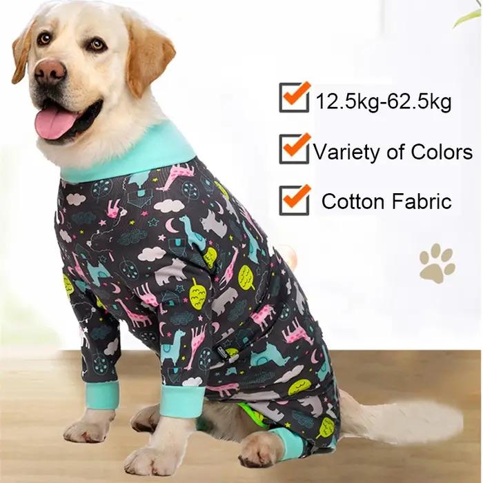 Pyjama en coton imprimé dessin animé pour chien mignon combinaison pour chiens moyens et grands vêtements automne pour chien occaions spéciales sorties parties festives