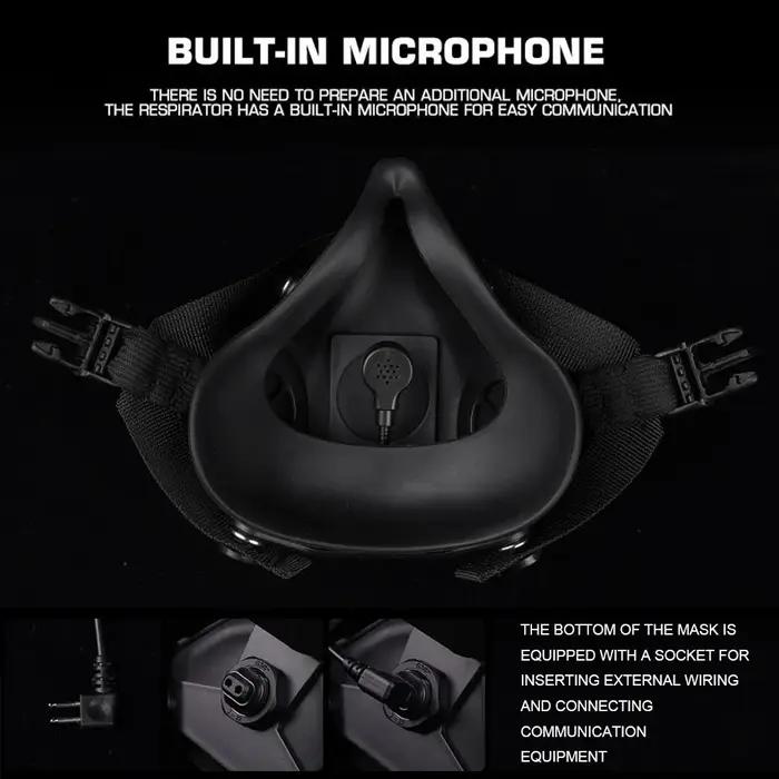 Respirateur tactique spécial avec communication pour chasse airsoft masque demi-face cosplay Halloween