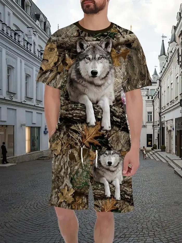 Ensemble T-shirt 3D Camouflage Chasse Animalier Sanglier – Collection Été Décontractée pour Homme et Femme