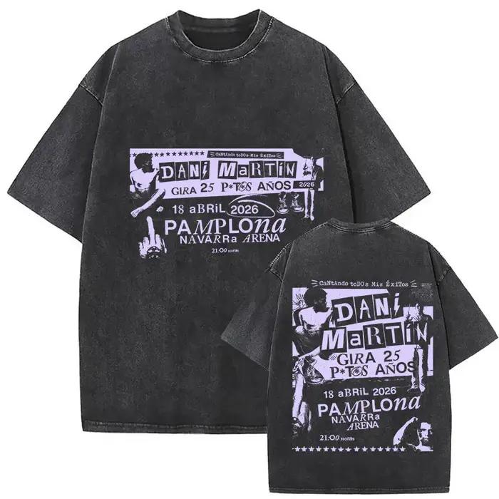 Rappeur Dani Martin Lo Que Me De La Gana Tour 2025 Vintage lavé t-shirts hommes femmes Pop Fans mode