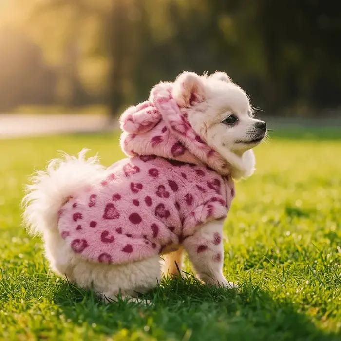 Mode imprimé léopard chien vêtements chaud polaire épaissi