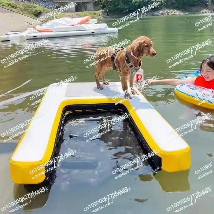 Flotteur pour chien, jouets aquatiques pour animaux de compagnie, échelles pour chiens à deux étages, pentes gonflables
