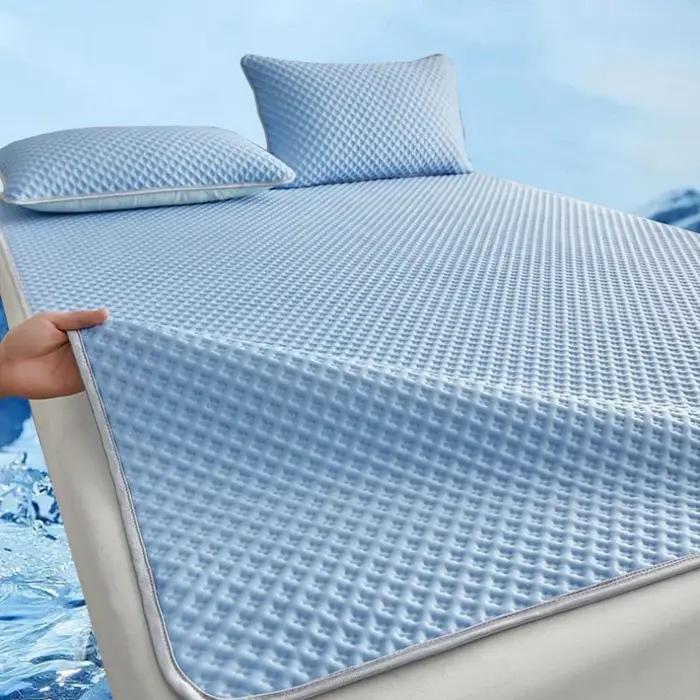 Matelas rafraîchissant d'été, respirant, doux pour la peau, tapis de lit en soie glacée, lavable, li