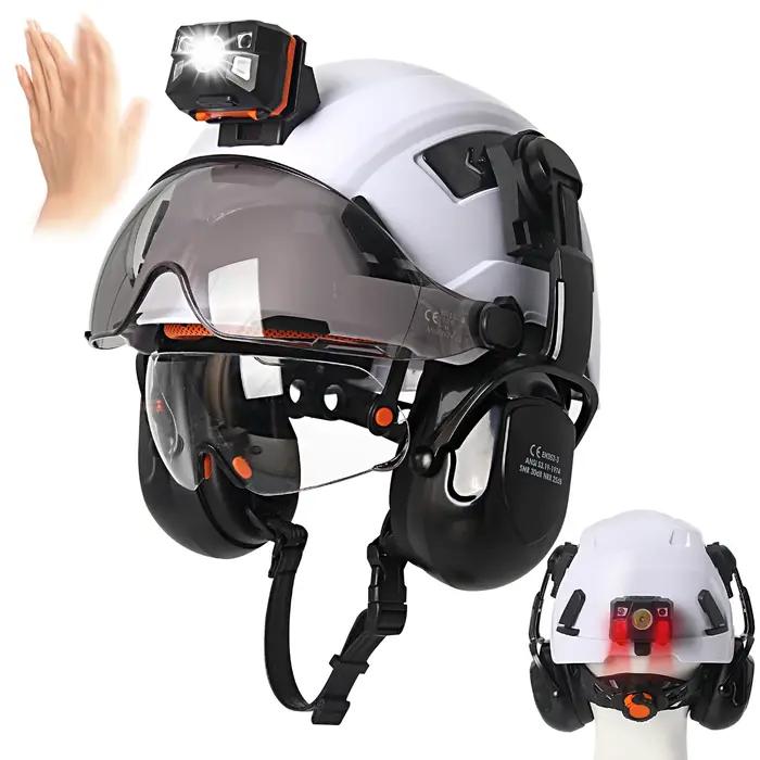 Casque de sécurité de Construction CE avec doubles visières, lampe frontale, casque antibruit ANSI c