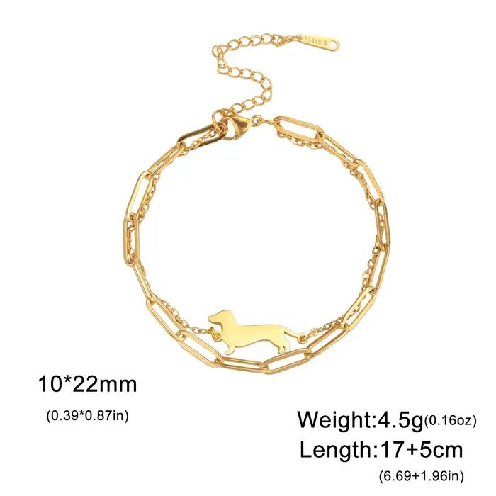 Teckel chien bracelets porte-bonheur pour femme boîte en acier inoxydable chaîne mignon chiot animaux de compagnie Bracelets bijoux cadeau