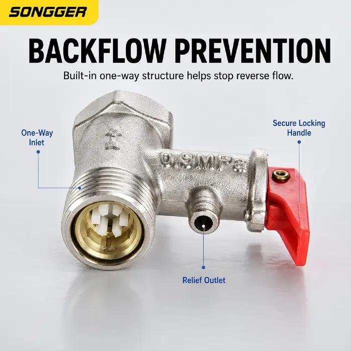 Soupape de sécurité G1/2 en laiton pour chauffe-eau soupape de décharge de pression réglable avec ressort clapet anti-retour pour chaudière eau chaude protection contre la surpression