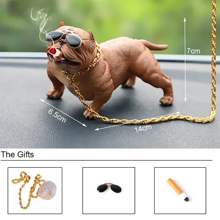 Ornements de voiture Simulation Bully chien poupée personnalité mode Cool Automobile tableau de bord