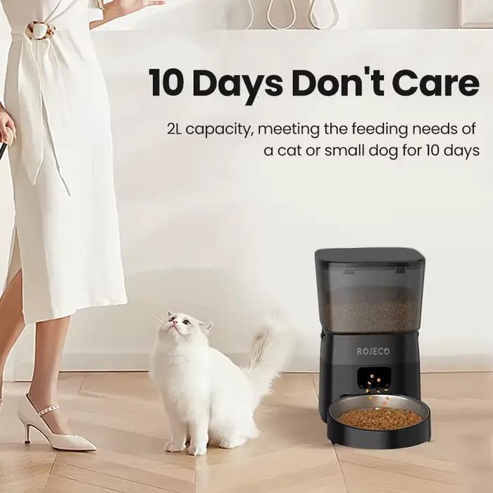 Mangeoire intelligente pour chien distributeur automatique de nourriture ROJECO 2L boîte de rangement pour chiens accessoires pour animaux de compagnie pour occasions spéciales