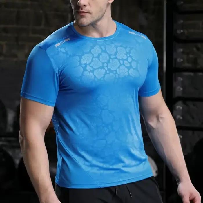 Hommes course Compression T-shirt coupe sèche à manches courtes Sport t-shirts mâle gymnase Fitness