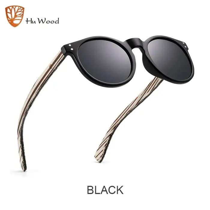 Hu bois lunettes de soleil rondes pour hommes polarisées rose Uv400 lentille