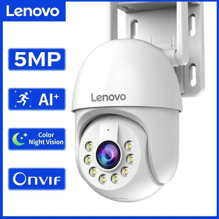 Caméra surveillance extérieure Lenovo 5MP WiFi - PTZ 5x zoom, audio bidirectionnel et tracking IA vision nocturne