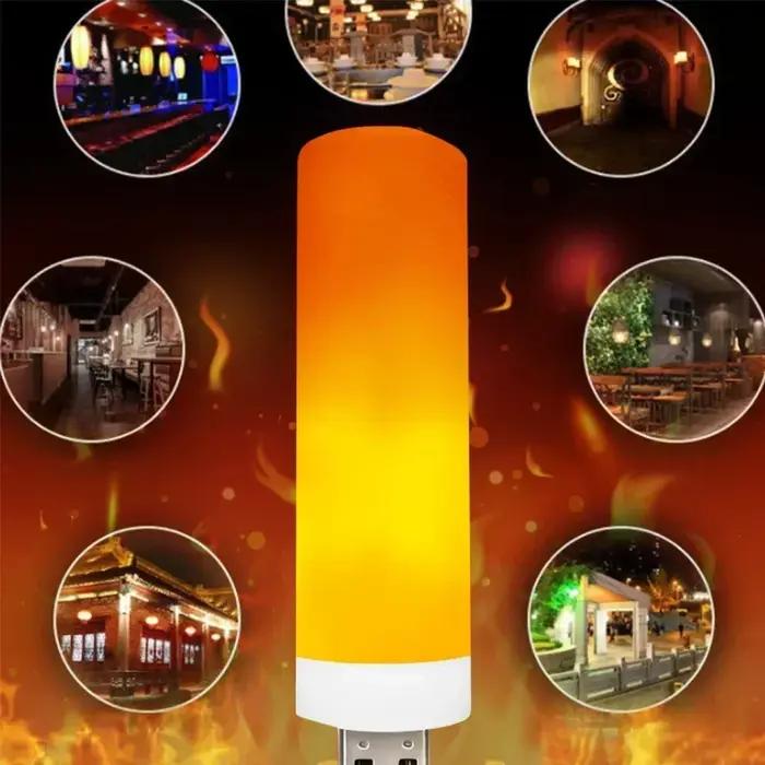 USB LED flamme lumière dynamique effet de flamme feu ampoule USB atmosphère lumière LED maïs ampoule