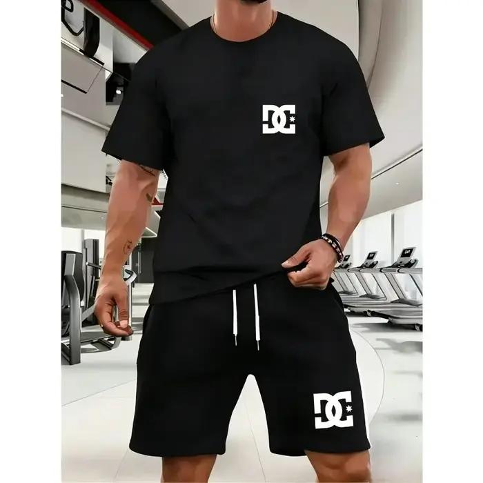 Nouvel ensemble de vêtements de sport d'été pour hommes, t-shirt à manches courtes et short, ensemble deux pièces, respirant et à séchage rapide, vêtements décontractés.