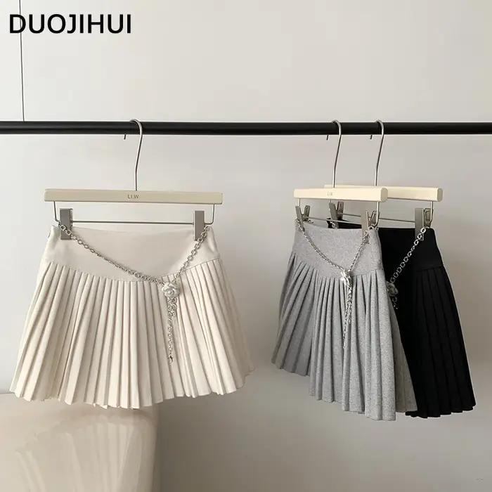 DUOJIHUI-Mini Jupe Trapèze Abricot pour Femme, Élégante, Décontractée, Chic, Simple, Mode Hiver, 3 C