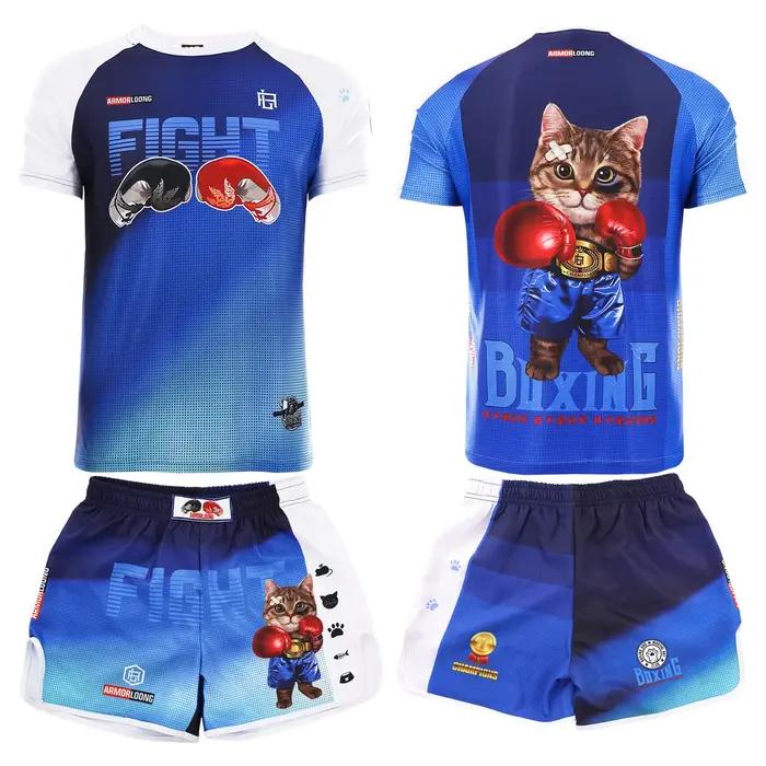Ensemble d'entraînement de compétition de Muay Thai MMA - T-shirt à manches courtes et short pour les arts martiaux