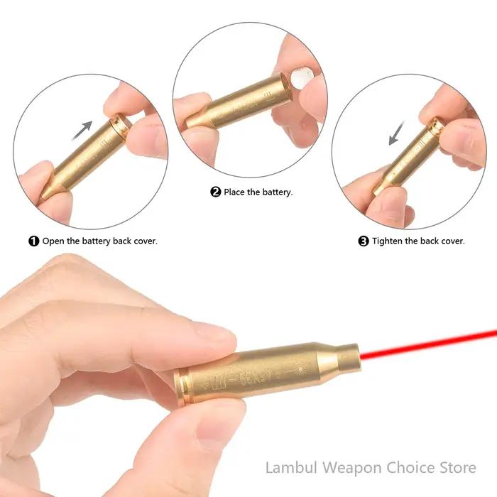 12GA 20GA.308.223 5.45x39 7.62x39 9x19mm.338 jauge Laser rouge alésage Sighter formation balle Boresighter calibre de cartouche CAL
