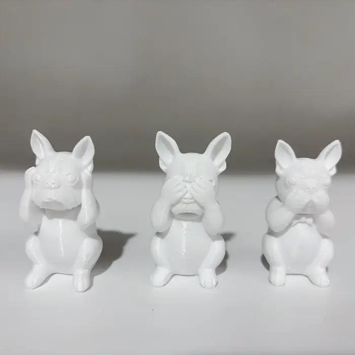 Statue de bouledogue français, ornement décoratif, statue de chiot qui écoute, regarde et parle avec