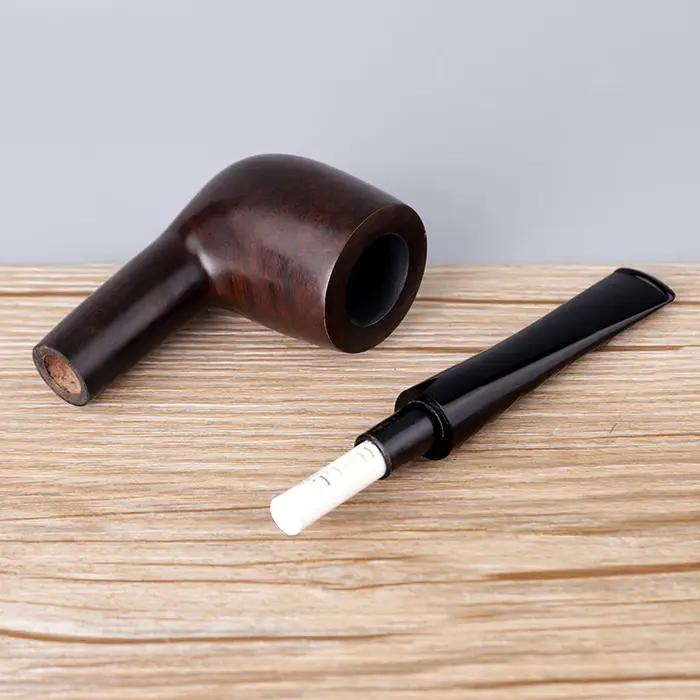 Pipe à tabac classique en bois de bruyère, compatible avec les filtres de 9 mm, tige droite faite à
