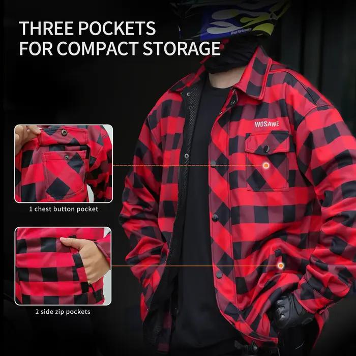 Veste à carreaux unisexe WOSAWE pour motocross