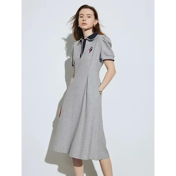 Robe de style académique pour femmes, jupe polo mi-longue, été, nouveau, 2024