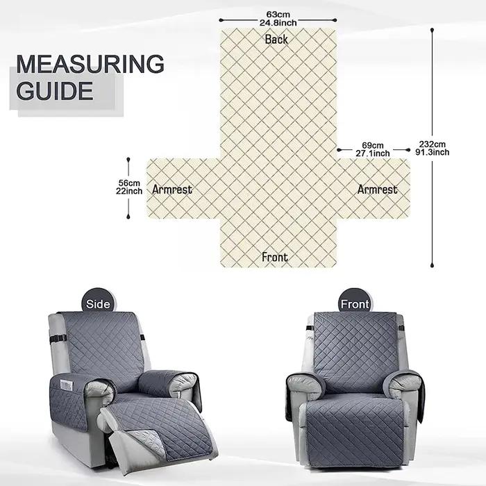 Housse de canapé inclinable 1 place matelassée antidérapante pour salon et bureau protection animaux de compagnie et enfants motifs géométriques polyester machine lavable