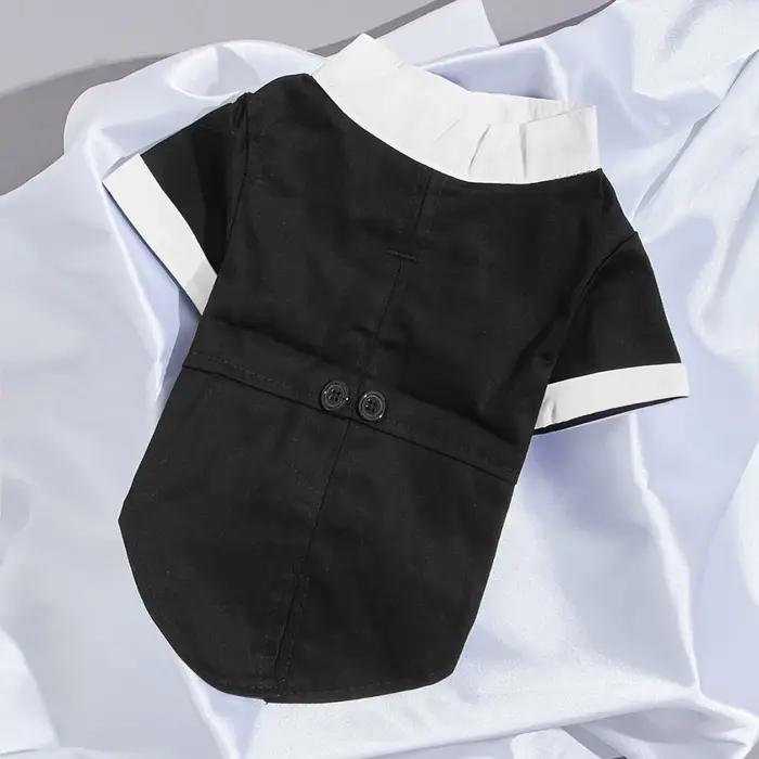 Chemise pour chien, vêtements pour chiots, costume de mariage pour animaux de compagnie, smoking formel avec nœud papillon noir, tenue pour chien pour petits chiens et chats, tenue de mariage pour chi