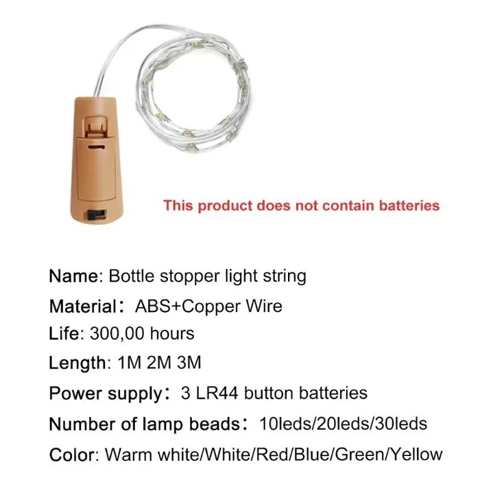 Lumières LED en liège pour bouteille de vin 1/2/3M, Mini guirlande lumineuse féerique, pour bouteill