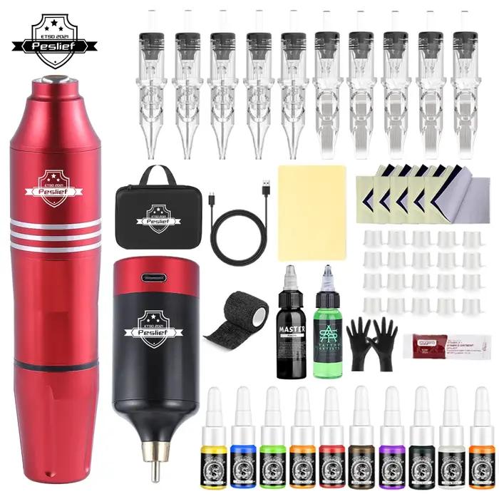 Nouveau Kit de pistolet de tatouage 55 pièces Kit