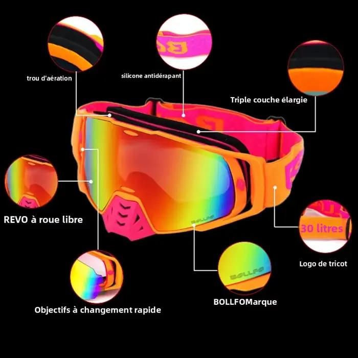 Lunettes de Motocross Photochromiques UV400 BOLLFO Multicolores pour VTT Tout-Terrain Anti-Poussière Lunettes de Course Occasions Spéciales