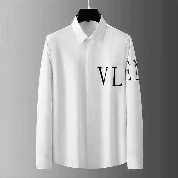 Chemises à manches longues floquées pour hommes avec lettre de marque, coupe couvertes, robe d'affaires décontractée, haute qualité, fête sociale, banquet, Y-2024