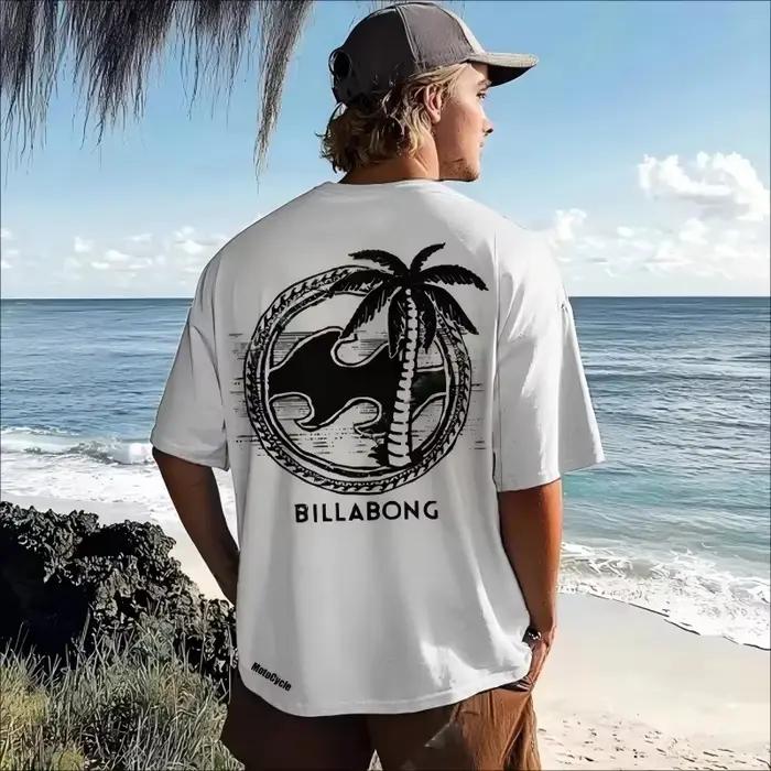 T-shirt imprimé tendance été 2026, motif vintage de moto et de surf, t-shirt pour homme, vêtements pour homme et femme