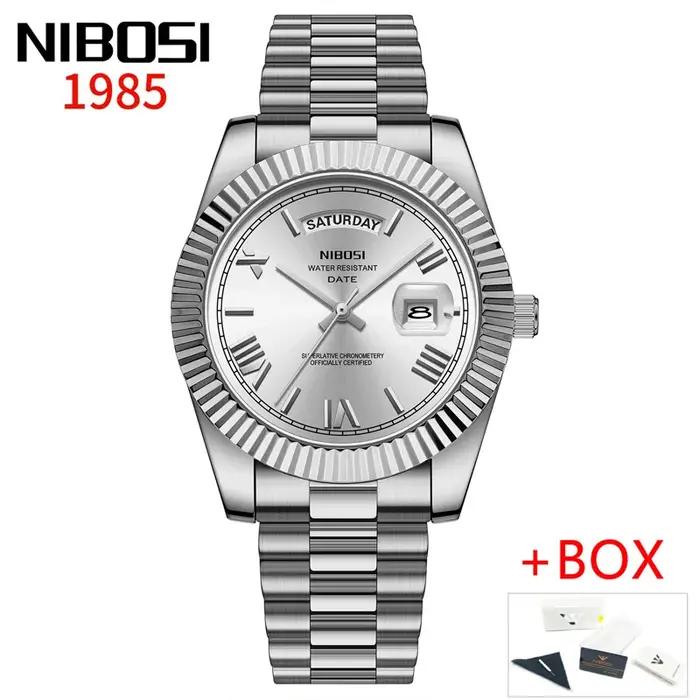 Montre de luxe NIBOSI pour homme en or rouge quartz étanche lumineuse avec date et semaine - Élégance masculine