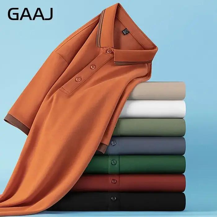 GAAJ-Polo d'affaires pour hommes, hauts de marque décontractés, t-shirt à col rayé, t-shirt en coton de haute qualité, Polo Social, vêtements pour hommes