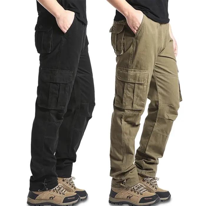 Pantalon cargo grande taille homme randonnée chasse - Taille élastique tactique jogger coton confort