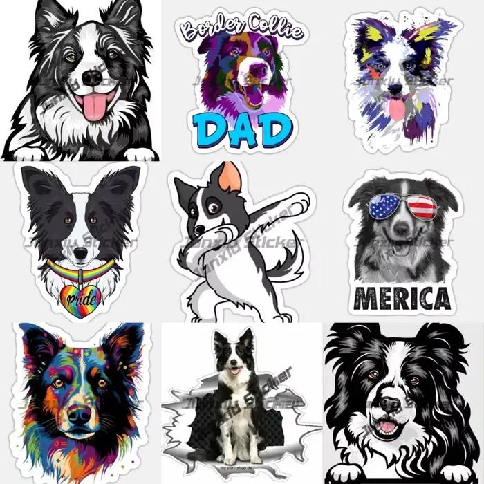 Autocollants d'art pour Border Collie dessin animé à offrir pour chien propriétaire chiot décoration de pare-brise voiture pare-chocsintérieur voiture occa
